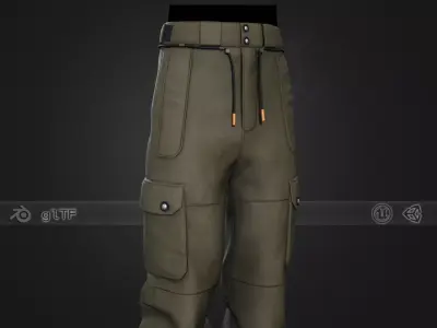Brown Snowboard Pants Style 2  Low-poly 3D model