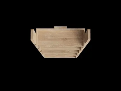 Narrow Ladder Oak Effect Shelf Low-poly 3D model
