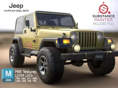 Jeep Wrangler TJ Custom Design Jeep Islander theme Low-poly 3D model
