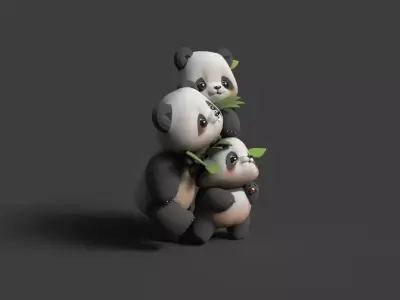 Chinese panda figure  Low-poly 3D model