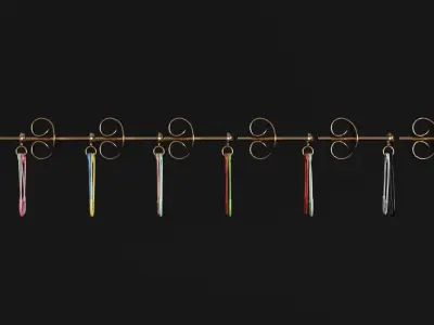 Safety pin earrings 7 styles 11 colors v5 3D model