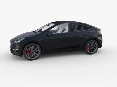 Tesla Model Y RWD Black with interior and chassis 3D model