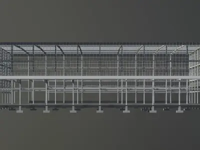 Industrial factory building in structure 3D model