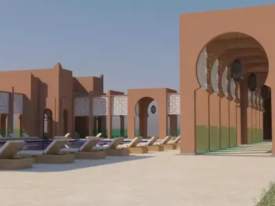 Traditional Moroccan Pool Style Tamouda Bay 3D model