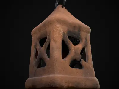 Clay Lantern Low-poly 3D model