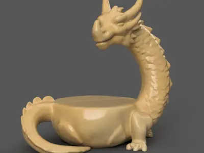 Dragon Organizer Echo Dot Holder planter candle holder 3 3D print model
