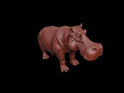 Hippopotamus Animal Sculpture 3D print model