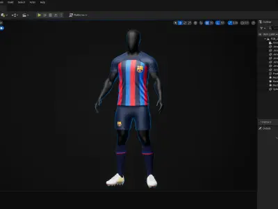 Football Jersey full outfit FC Barcelona Team Low-poly 3D model