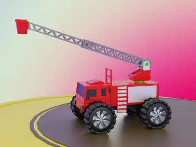 Fire Truck Toys Lowpoly Free 3D model