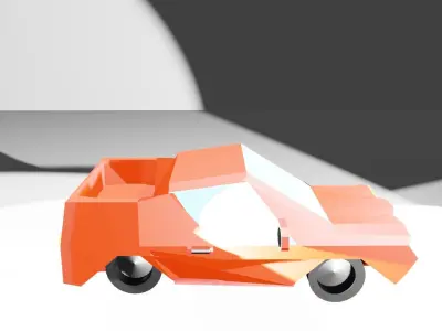 low poly cybertruck orange truck Free low-poly 3D model