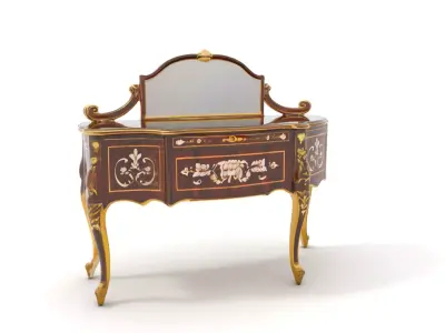 Elegant Walnut Vanity model pack Low-poly 3D model