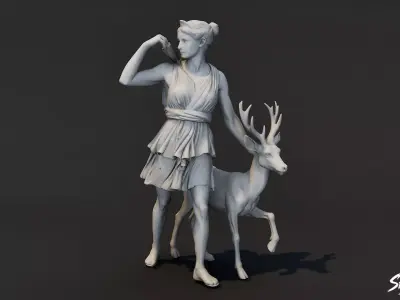 Artemis Statue Low-poly 3D model