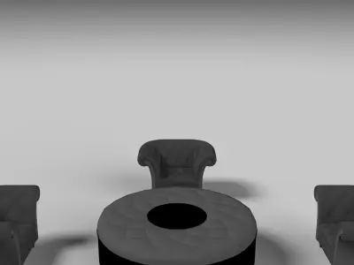 Elegant Black Lounge Set 3D model