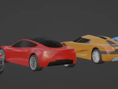 Sports Car Pack Low-poly 3D model