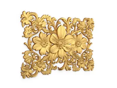   mural classic flowers decor ornament 01 3D model