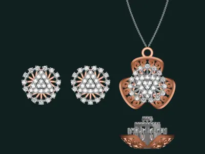 20 unique gold Pendant Set designs  3D print model