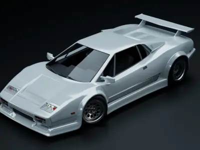 80s 90s generic facelifted supercar  Low-poly 3D model