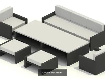 Minimalist low poly home interior assets 3D Model Collection