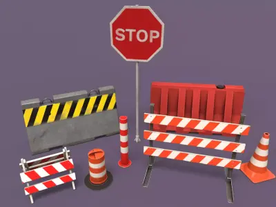 Traffic Objects Pack Low-poly 3D model