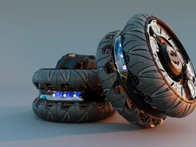 Batmobile Tires Arkham Knight Premium version 3D model