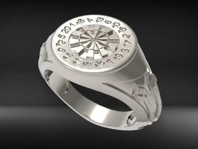 Mens Darts with Dart Board Ring Sports Jewelry 3D print model