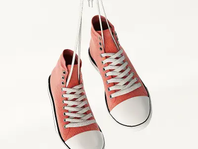 Sneakers pair of hanging from string 3D model