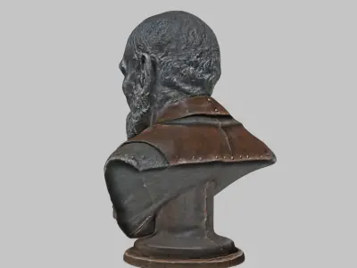 Brass Bronze Copper Man Bust figure Ornate - 3D Model Low-poly 3D model