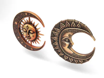 Decorative moons 2 Low-poly 3D model