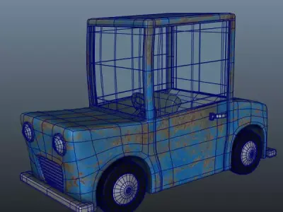 Blue Car Cartoon 3D model