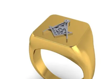 Creative men Signet Masonic ring Plain  hotstyle 3D print model 3D print model