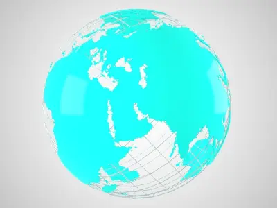 Globe News Skeleton Light Blue 3D model