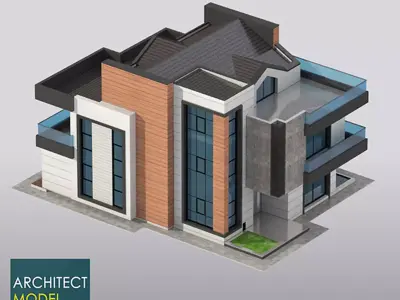 Architectural 3d Model Home Low-poly 3D model