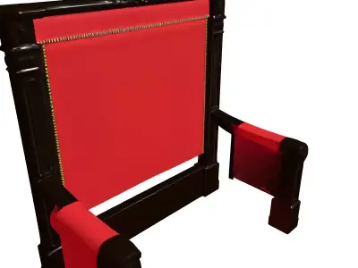 Regal Ornate Red Velvet Headboard Low-poly 3D model