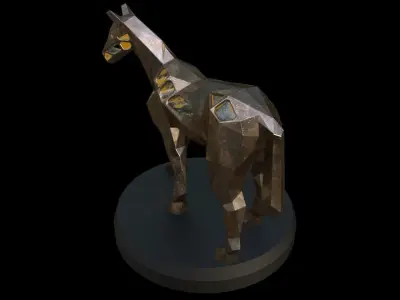 Steampunk Horse Pose Low-poly 3D model