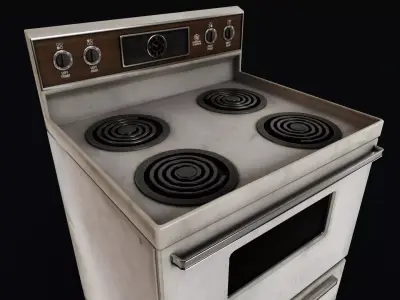 80s Kitchen Stove Low-poly 3D model
