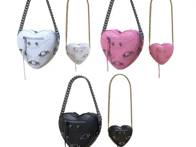 Balenciaga Le Cagole Heart Mini Bag 3D Model Pack