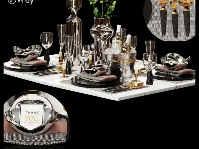 Luxury Model Room Tableware Set-8 3D model