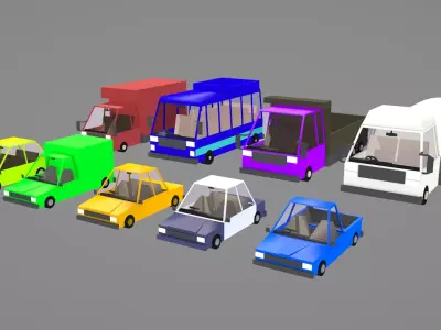 Cartoon Cars Low Poly Low-poly 3D model