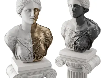 Golden half woman bust 3D model