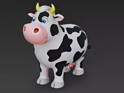 Cartoon Style Cow 3D Model 3D model