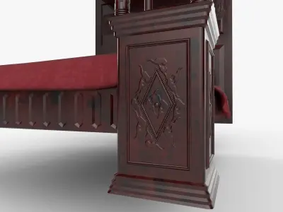 Renaissance style bed 2 Low-poly 3D model
