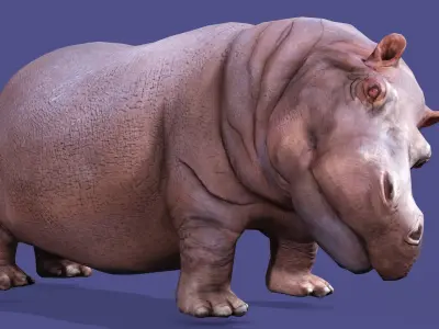 Hippopotamus Rigged Animated 11 Low-poly 3D model
