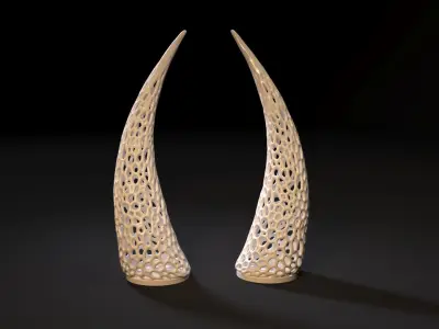 Horns two horn sculptures 3D print model