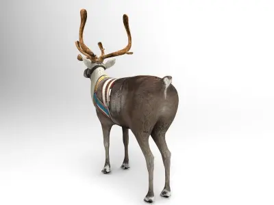 Reindeer rigged animated 3D model Low-poly 3D model