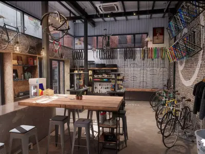 Bike Shop Environment Game Ready Unreal Engine FBX Low-poly 3D model