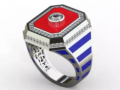 Octagon ring enameled mineli 3D print model