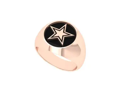 Star Signet Ring-Star Ring-Mens Star Signet Ring-Men  3D print model