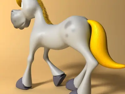 Cartoon Horse Rigged and Animated Low-poly 3D model
