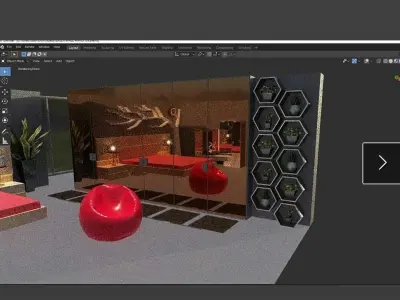 bedroom with all bedroom assets 3D model