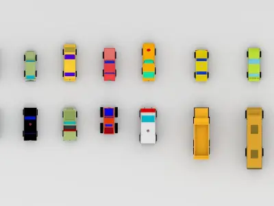 Low Poly Cars toy 3D model